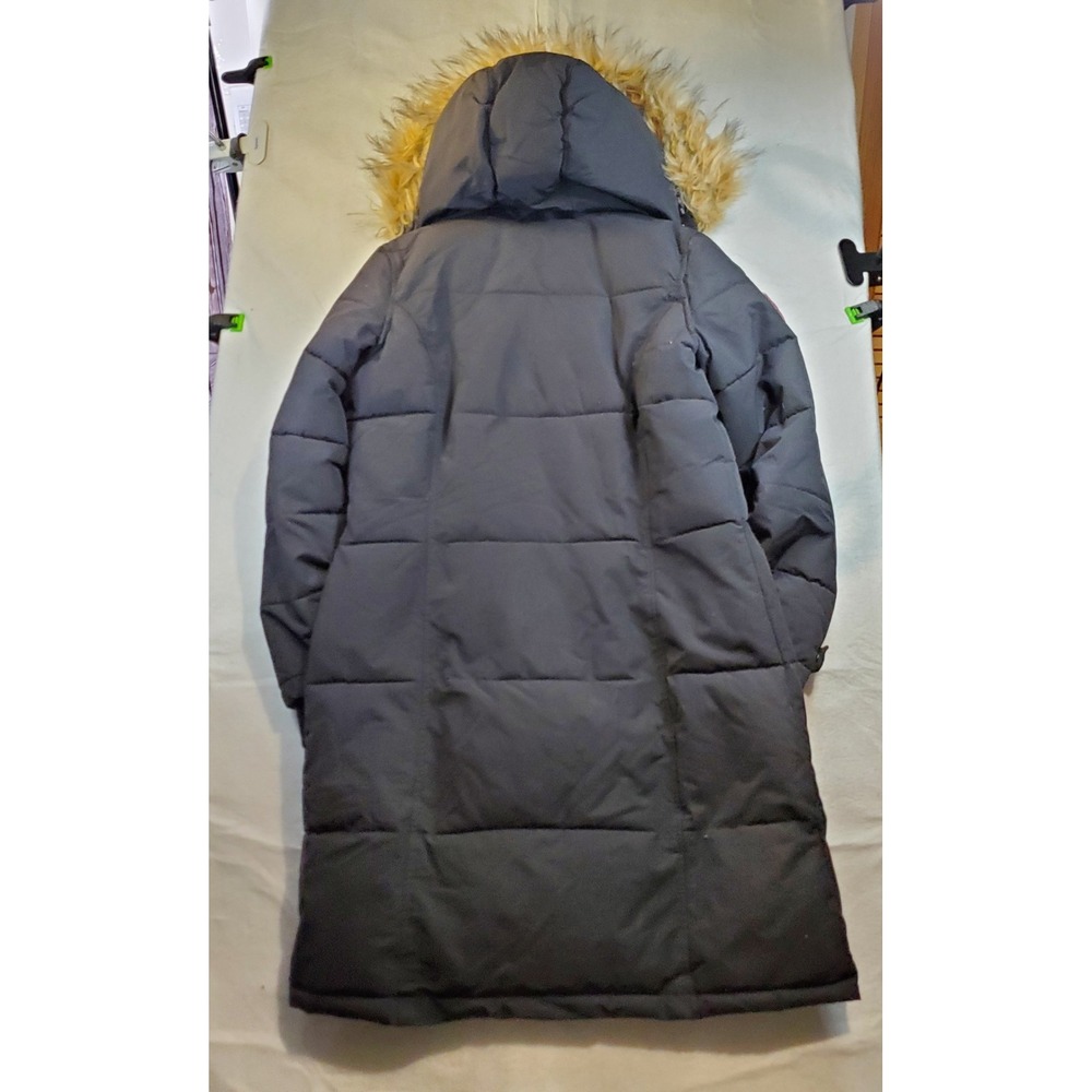 Canada Weather Gear Women Puffer Parka Black Faux Fur Hood Long Coat Size Medium - Picture 8 of 13